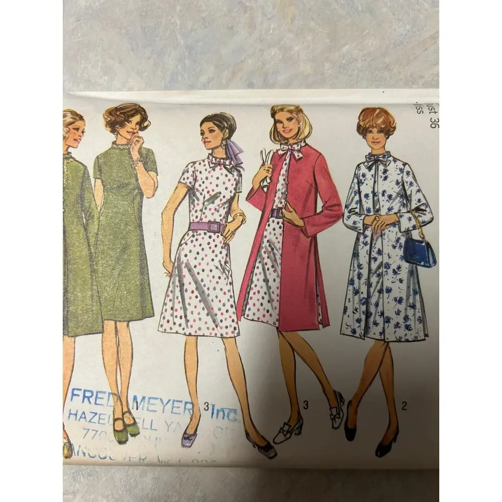 Vintage 1970 Simplicity Pattern #9157 Misses Women's Coat and Dress Size‎ 14